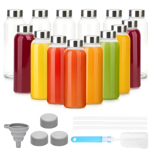 10 oz Glass Juice Bottles (Clear Glass Bottle 16 Pack / 10 Ounces)