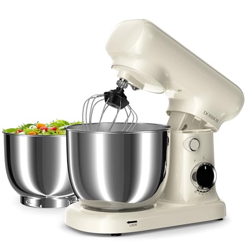 Stand Mixer with 3QT+3.5QT Dual Bowls (White)