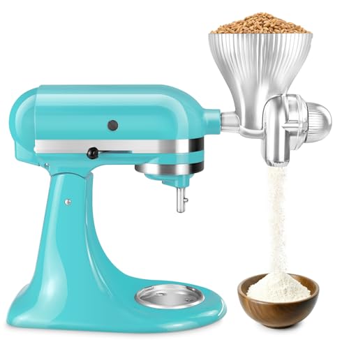 All Metal Grain Mill Attachment for KitchenAid Stand Mixers Wheat Grinder Flour Mill for Sourdough Baking (Slive)