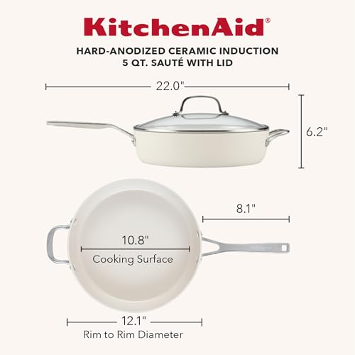 Hard Anodized Ceramic Saute Pan with Lid (Porcelain / 5-Quart)