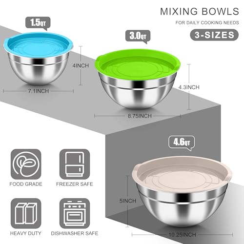 Mixing Bowls with Airtight Lids (Colorful / Airtight Lids)