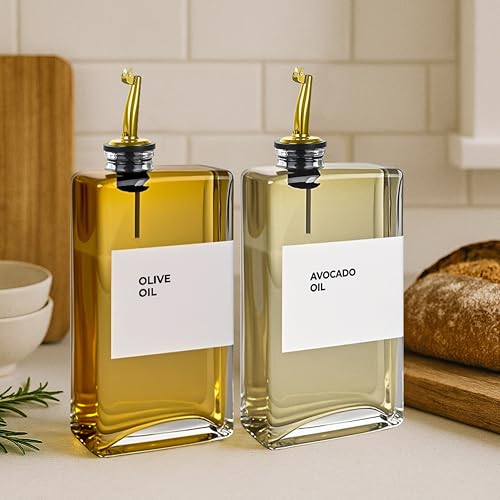 Glass Oil Dispenser for Kitchen (Gold / 11.8 fl oz (4-Pack))