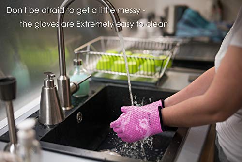 Silicone Smoker Oven Gloves (Pink / One Size Fits Most)