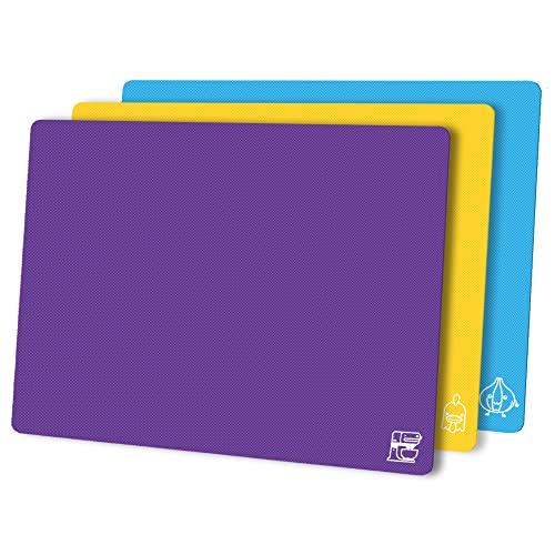 Flexible Plastic Cutting Boards for Kitchen Set of 3 (Rainbow)