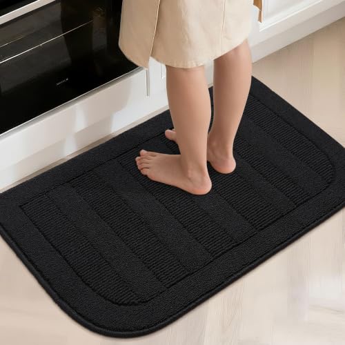 24x40 Inch Kitchen Rugs Non Slip Washable Kitchen Sink Rug (24" x 40" (Semicircular) / Black)