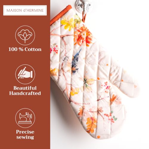 Maison d'Hermine Oven Gloves 100% Cotton Oven Mitt (062 - Kelim - Prairie / 7.5" x 13" (Oven Mitt))