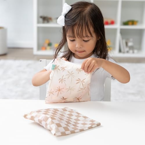 Cloth Snack & Sandwich Bags (Beige Check & Palm Trees)