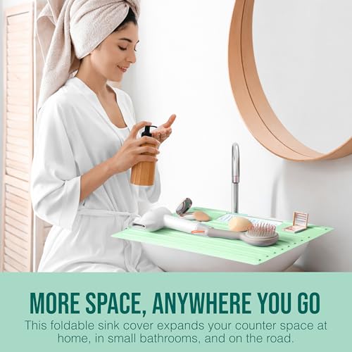 Bathroom Sink Cover for Counter Space (Mint / Large)