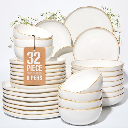 Stoneware Dinnerware Sets for 8 (White / Set (32pcs))