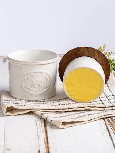 Ceramic Butter Dish With Lid (Cream White / Cow-3.94"dia)