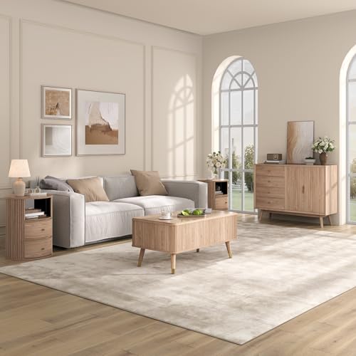 Lift Top Coffee Table with Storage for Living Room (Natural Oak)