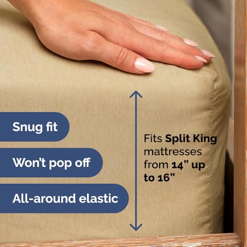 Flex Top Split Head King 4 Piece Sheet Set (37 - Heathered Tan / Split Head/Flex Top)