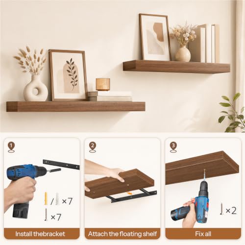 31.5" Floating Shelves for Wall (Walnut / 31.5 Inches)