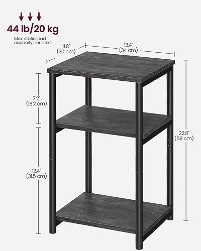 Side Table Small End Table (Misty Gray + Ink Black)