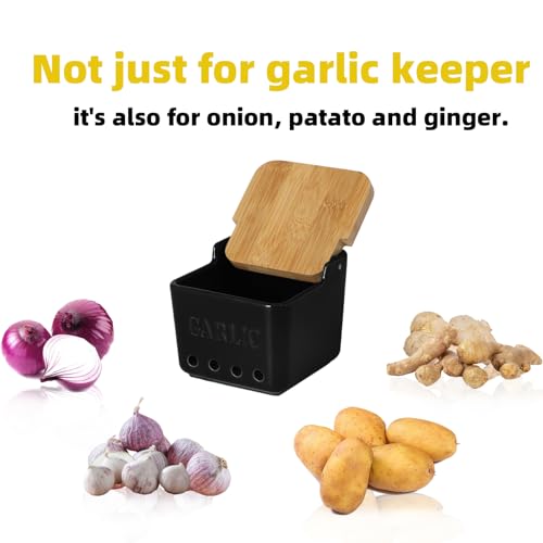 Garlic Keeper with Lid (Black)
