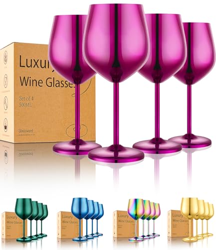 Unbreakable Stainless Steel Wine Glasses Set of 4 (4 Count)