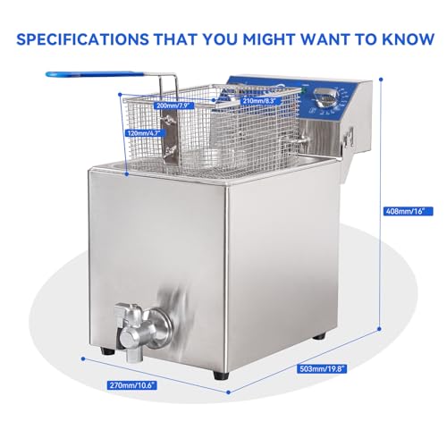 8.5Qt Electric Fryer with Oil Drain