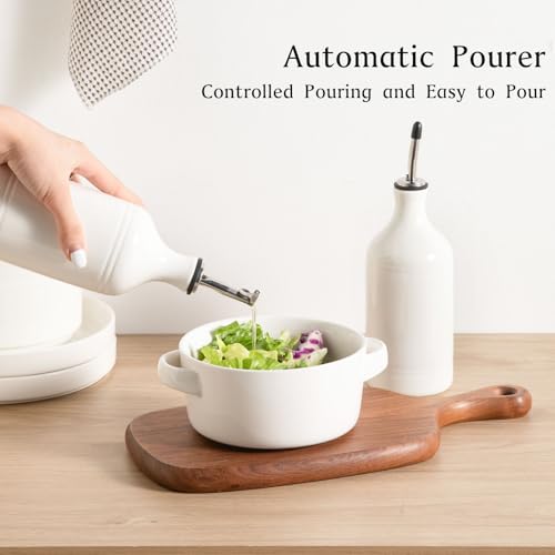 Sweejar Ceramic Olive Oil Dispenser Bottle Set (15.5 oz, Set of 2 / WhiteWhite)