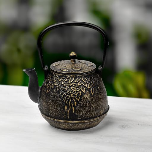 Tea Kettle TOPTIER Japanese Cast Iron Tea Pot for Stove Top (1 Quarts / Black)