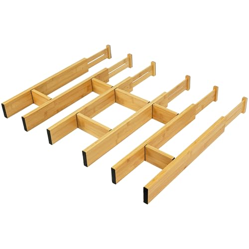 Adjustable Bamboo Drawer Dividers with Inserts (Large)