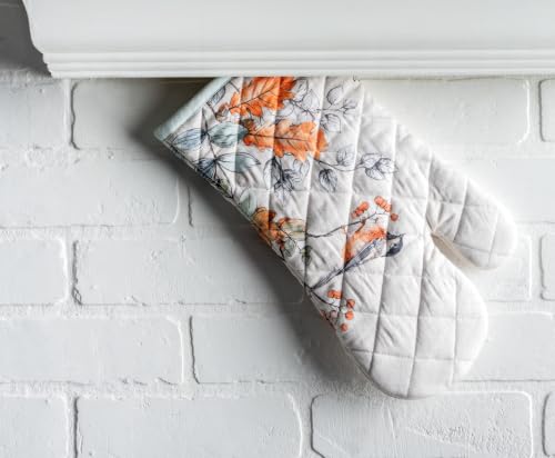 Maison d'Hermine Oven Gloves 100% Cotton Oven Mitt (063 - Whitish Shabby Chique / 7.5" x 13" (Oven Mitt))
