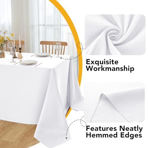6 Pack White Tablecloths for Rectangle Tables (White / 90x156 In, 6 Pack)
