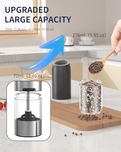 Gravity Electric Salt and Pepper Grinder Set (Battery / Black Plus)