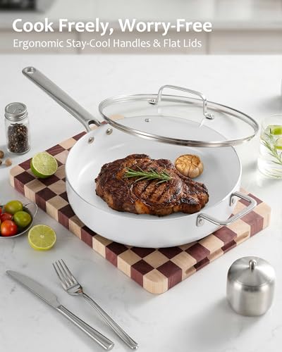 Ceramic Cookware Set Nonstick Pots and Pans Set Oven & Dishwasher Safe