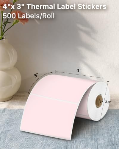 4x3 Inch Thermal Labels (4"x3" / Pink)