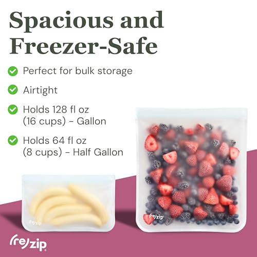 re) zip Reusable Gallon & Half-Gallon Freezer Food Storage Bag 8-piece Kit (Gallon and Half Gallon Kit)