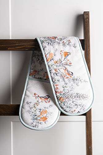 Double Oven Mitts 100% Cotton Double Oven Glove (063 - Whitish Shabby Chique / 7" x 35" (Double Oven Mitt))