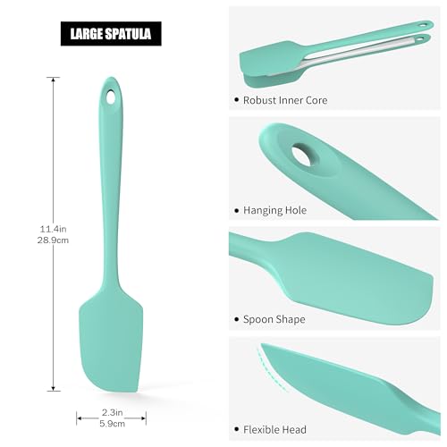 600°F Heat Resistant Silicone Large Spatula (11.4in (Flat Spatula) / Aqua Sky)