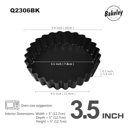 Mini Tart Pan Set (4" Round Mini 4Pcs (Black))