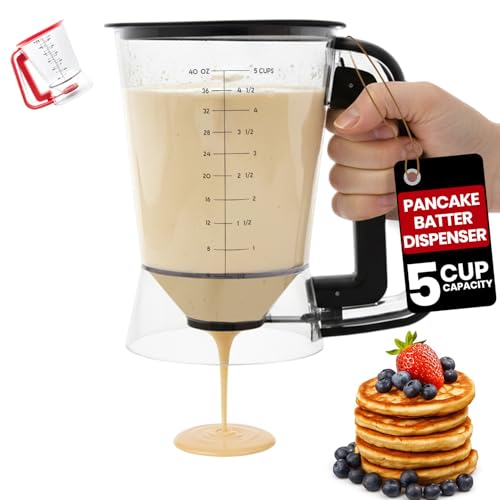 Pancake Batter Dispenser with 5 (Black / 5 Cup Capacity)