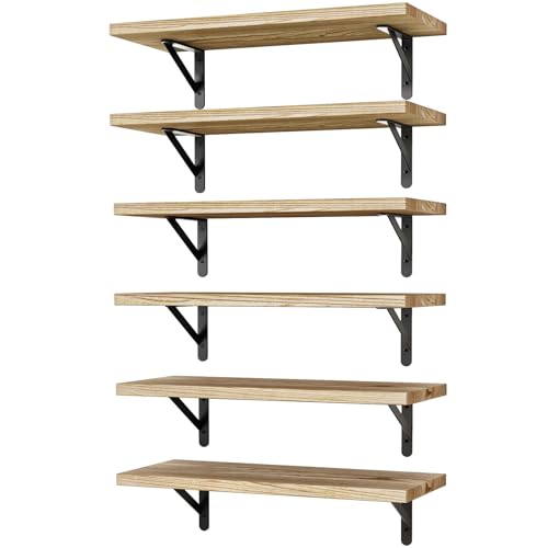 16.5in Floating Shelves for Wall (Rustic Brown / 16.5 x 6.1 x 0.59 inches)