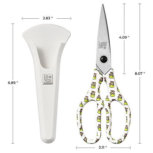 Kitchen Scissors Heavy Duty Kitchen Shears with Magnetic Holder Made with Japanese Steel 4034 (White/Tiger)