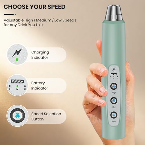 Milk Frother Handheld Rechargeable (without stand / Sage Green)