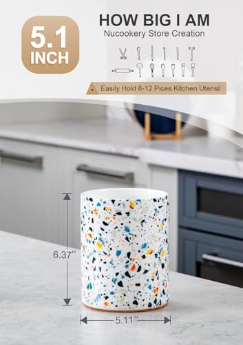 Ceramic Kitchen Utensil Holder for Countertop 6.4" Marble Pattern (Marble Pattern)