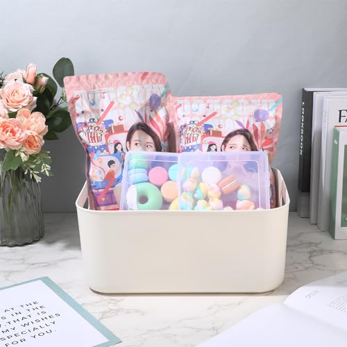 White Plastic Storage Bins (White / 14 x 10.5 x 6.4 Inch)
