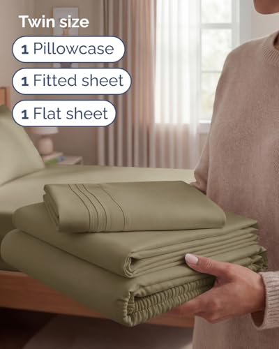 Twin Size 3 Piece Sheet Set (14 - Khaki / Twin)