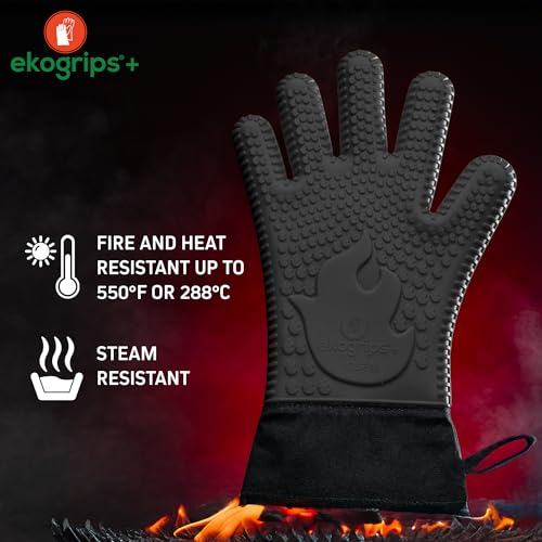 Ekogrips+ Premium Silicone Oven Mitts (Black / S/M)