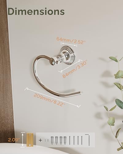 Chrome Towel Ring Wall Mounted for Bathroom (Chrome)