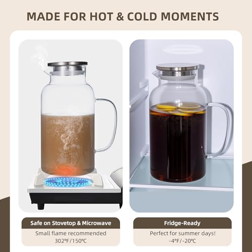 1 Gallon 3.8L Glass Pitcher with Lid and Spout (128 Ounces)