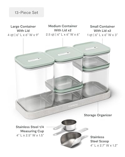 13 Piece Glass Airtight Food Storage Containers with Lids (Mist / 13-Piece Set)