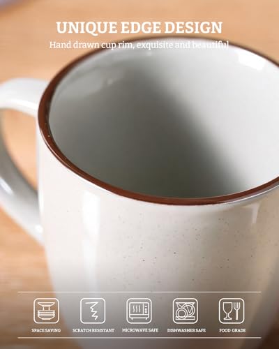 Mercury Coffee Mugs 13 oz (Mercury-White / 4 Count (Pack of 1))