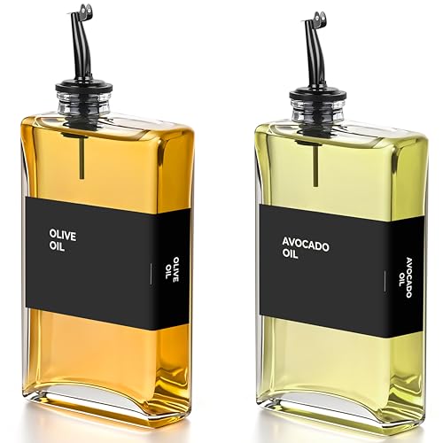 Glass Oil Dispenser for Kitchen (Black / 11.8 fl oz (2-Pack))