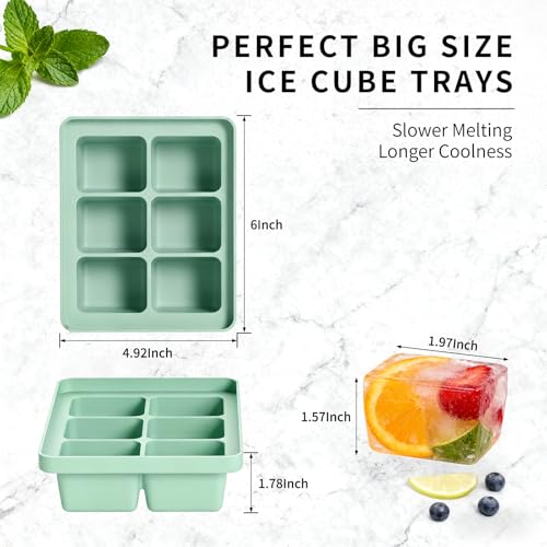 Large Silicone Ice Cube Tray Set of 3 (Green+Pink+Purple)