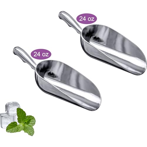 Elsa - 24-Ounce Aluminum Ice Scoops (Set of 2), Cast Aluminum Utility Scoops, Food-Grade, Good for Home and Commercial Use, NOT Dishwasher-Safe, Hand-Wash Recommended (2 Count)