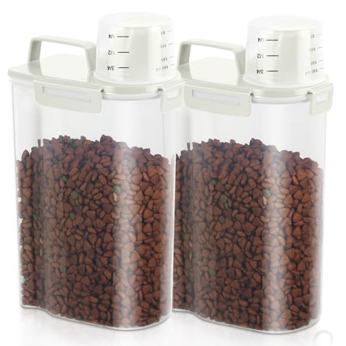 2 Pack 3 Lbs Pet Dog Cat Bird Seed Food Storage Containers for Travel Beige (Beige-3L 2Pack)
