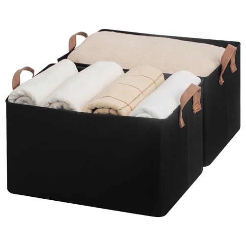 Fabric Storage Bins (Black / 19" L x 13 ¼" W x 11" H)